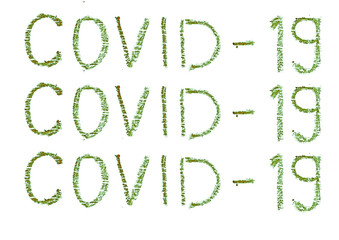 
COVID-19 inscription painted with a wax pencil on a white background