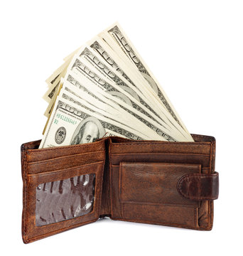 money and portmane on the isolated background