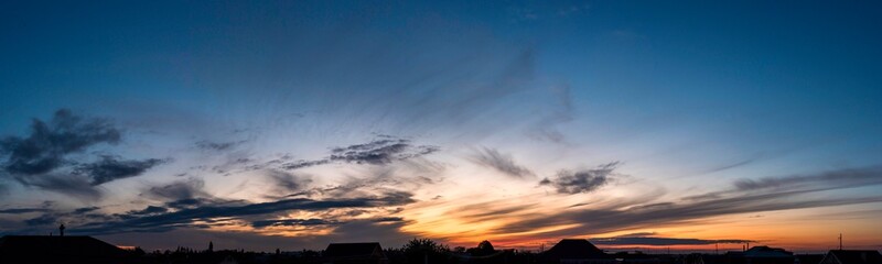 Sunset panorama with clouds high resolution