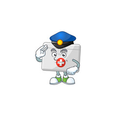 A dedicated Police officer of first aid kit mascot design style