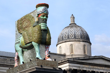Lamassu on Trafalgar Square - sculpture of cans by Michael Rakowitz