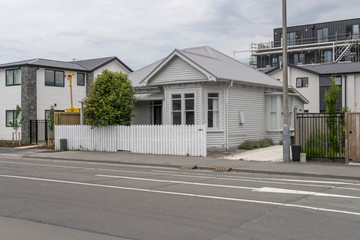 Fototapeta na wymiar traditional house on street of central neighborhood, Cristchurch, New Zealand
