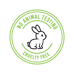 Cruelty-free, no animal testing, animal rights vector label, badge
