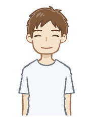 笑顔のTシャツ男性　上半身