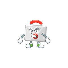 Mascot design style of first aid kit with angry face