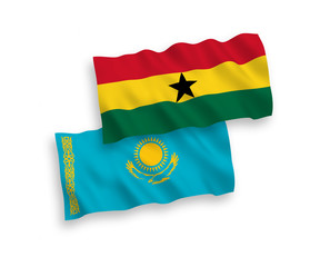 Flags of Kazakhstan and Ghana on a white background