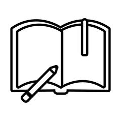 text book with pencil line style icon