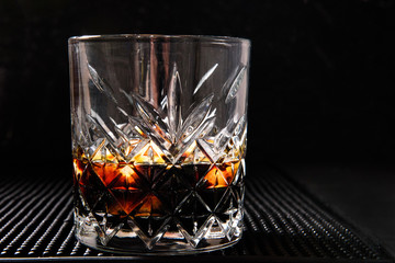 whiskey with ice in a glass