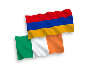 Flags of Ireland and Armenia on a white background