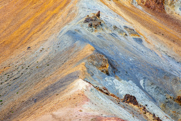 colored mountains of the volcanic landscape of Landmannalaugar. Iceland