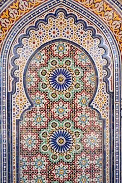 Islamic mosaic tile artwork in the Sultan Qaboos grand mosque,Muscat,Oman