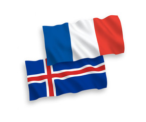 Flags of France and Iceland on a white background