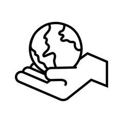 hand lifting world planet earth line style