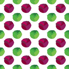 green and purple cabbage seamless pattern. isolated vegetable illustration.