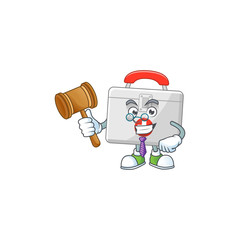 Charismatic Judge first aid kit cartoon character design with glasses