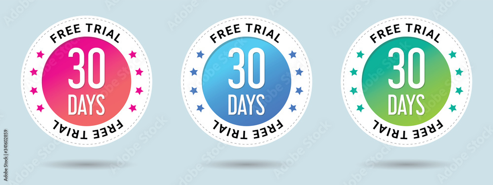 Aufkleber 30 free trial stamp vector illustration. free trial badges. vector certificate icon. vector combinat