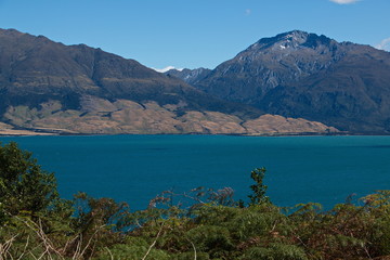 Fototapeta na wymiar View of Lake Wanaka from Lake Wanaka Lookout in Otago on South Island of New Zealand 