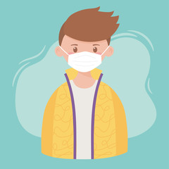 Obraz premium young boy wearing medical mask, prevention coronavirus disease covid 19