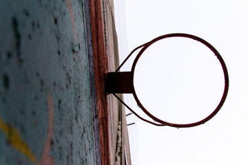 A basketball hoop hung on a wall
