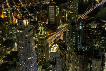 Obraz premium Aerial view of the Lower East Side of Manhattan with Brooklyn in the background