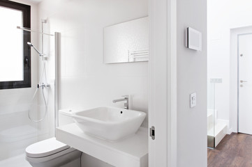 Naklejka na ściany i meble Interior of clean modern bathroom