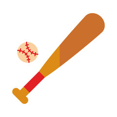 baseball bat with ball sport flat detailed style