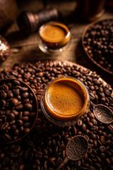 Cup of hot espresso coffee