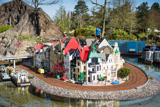 Billund, Denmark - 25 April 2014: Legoland Billund Resort. Famous amusement park and hotel