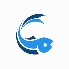 ocean fish vector logo template