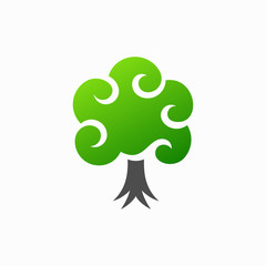 cloud with tree vector logo