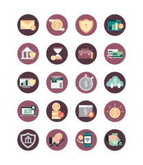 mobile banking, financial payment money business icons set block style