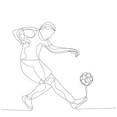 Fototapeta na wymiar single continuous line drawing of a soccer player