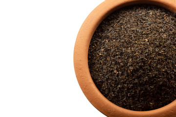 black tea leaves in plate