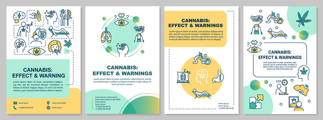 Fototapeta na wymiar Cannabis effects and warnings brochure template