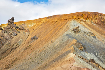 colored mountains of the volcanic landscape of Landmannalaugar. Iceland