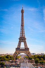 Fototapeta na wymiar Eiffel Tower seen from Jardins du Trocadero in Paris, France