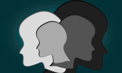 Internal conflict concept with human head