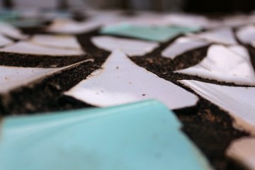 Abstract tempered chocolate on a bed os chocolate soil