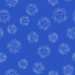 Seamless pattern with viruses. Coronavirus on a white background. Suitable for the design of medical packaging, clothing. Outline. Vector