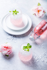 Pink cocktail with crushed ice
