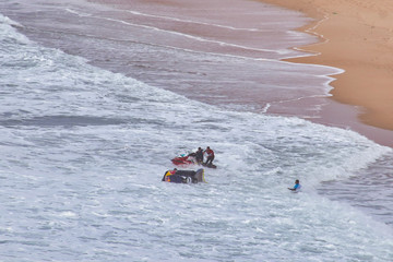 Fototapeta na wymiar Surf in Hawaii. Big waves in Maui. Drone photo