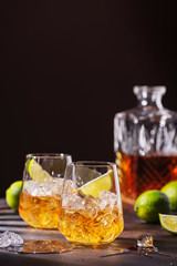 Cuban strong rum with ice and lime