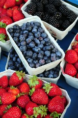 Blackberries, strawberries and blueberries - Erdbeeren, Brombeeren und Heidelbeeren in Pappschalen