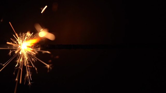 Sparklers slow motion black background