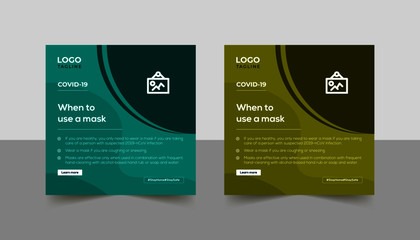 Corporate healthcare and medical social banner template, Covid-19 or Coronavirus concept