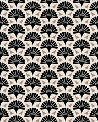 Japanese handheld fan floral vector seamless pattern.