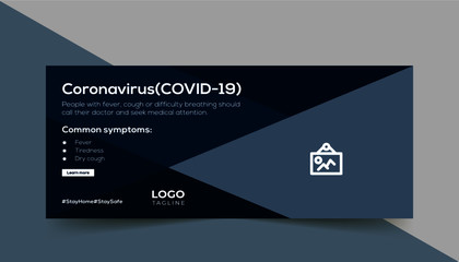 Corporate healthcare and medical social cover template, Covid-19 or Corona-virus concept, STAY HOME STAY SAFE