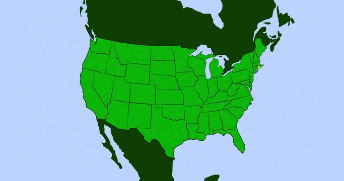 2D Animation of US Map with Rhode Island Highlighted