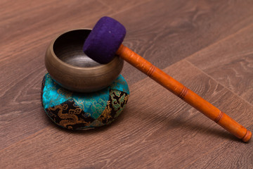 Close-up: Tibetan Singing bowl for sound meditations