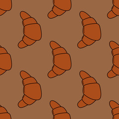 Seamless pattern with croisants in cartoon style.